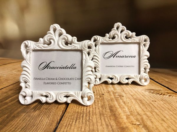 Mini Baroque Frames available at Amore Mio Confetti